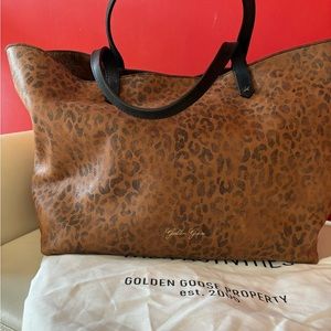 Golden Goose  Leather Leopard Print  Pasadena Tote Bag